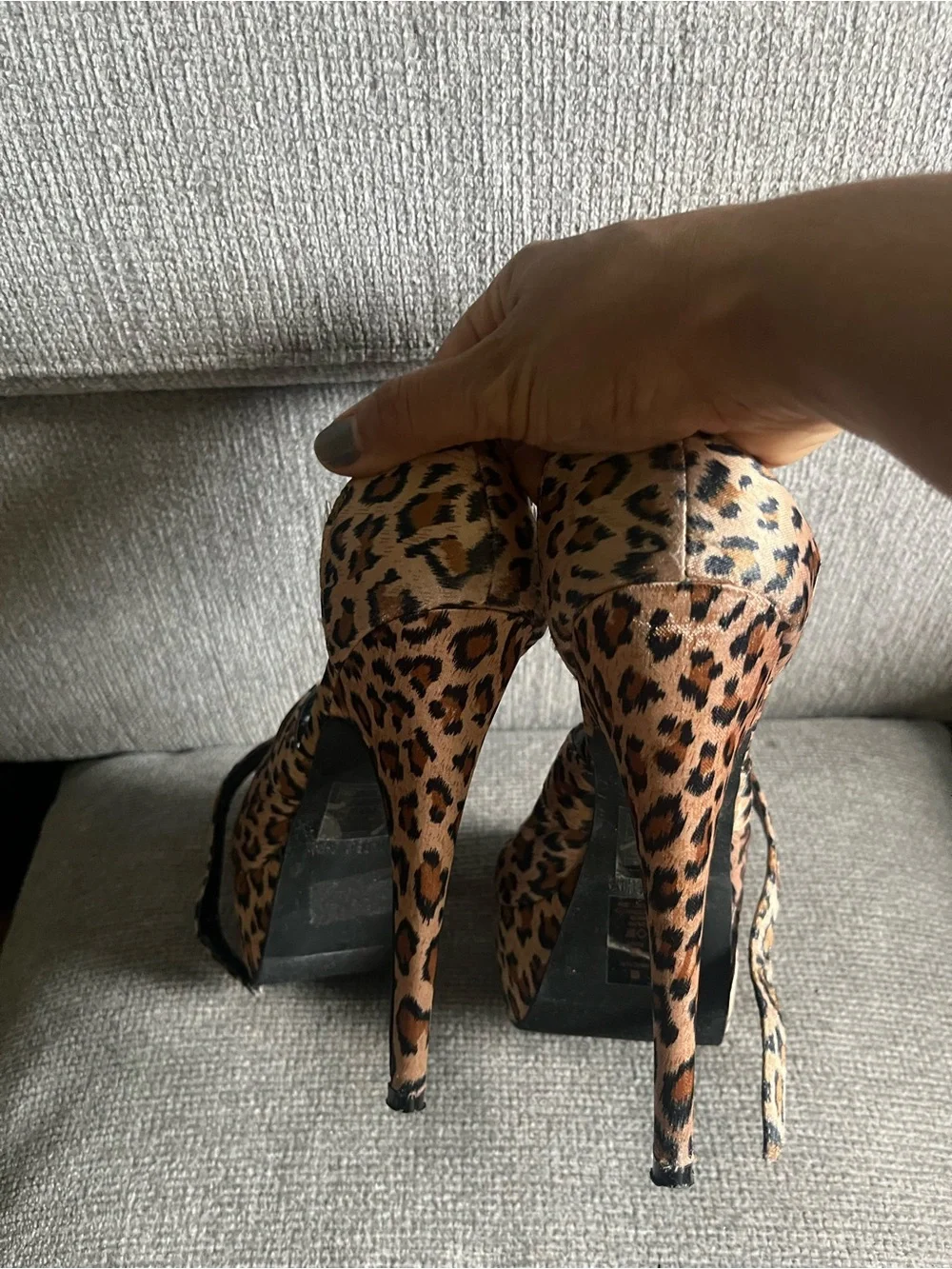 Forever 21 Leopard-Print Cross Strap Heels - Brown & Black